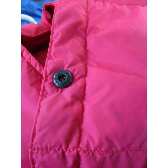 Lipstick Red Down Feather Quilted Puffer Vest Lands End Large Snap Up GUC - Picture 13 of 16